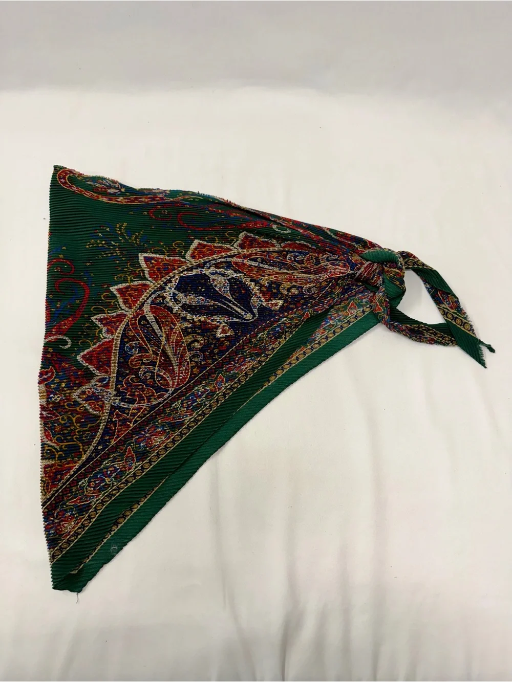 Pleated Paisley Scarf Wrap Shawl in Jewel Tones